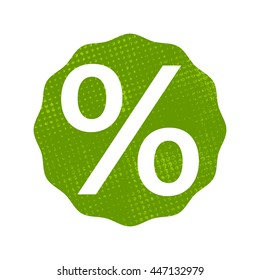 Percent icon. Retro vintage badge. Vector illustration.