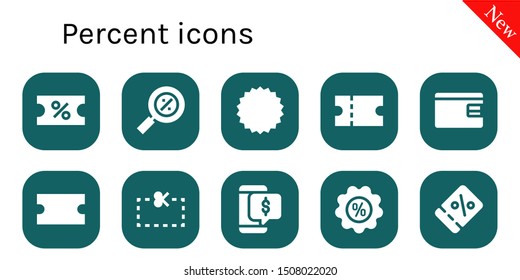 percent icon set. 10 filled percent icons.  Simple modern icons about  - Coupon, Percentage, Billfold, Discount
