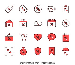 Porcentaje de juego de iconos. Colección de logotipo de esquema de color de alta calidad para diseño de sitios web y aplicaciones móviles. Ilustración vectorial en un fondo blanco.