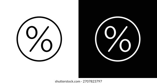 Percent icon symbol in thin line, outline and stroke style for apps