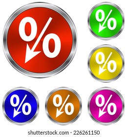  percent icon - vector glossy colourful buttons
