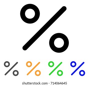 Percent icon. Vector illustration style is a flat contour iconic percent symbol with black, gray, green, blue, yellow color variants. Designed for web and software interfaces.