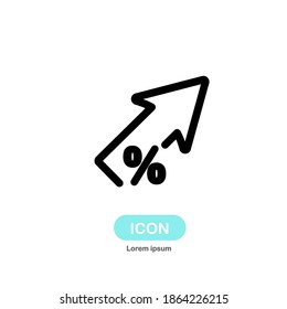 Percent up icon vector isolated on white background.