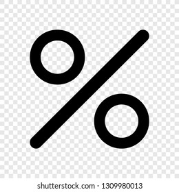 Percent icon vector on transparent grid