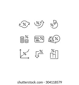 Percent icons. Outline and ready to use web icons for financial and commerce. Vector abstract design