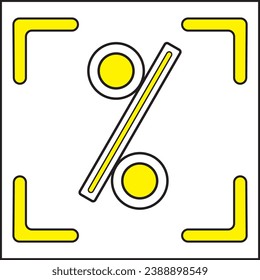 percent illustration vector design with frame and yellow color. suitable for logos, icons, posters, t-shirt designs, stickers, advertisements, companies, concepts, websites.