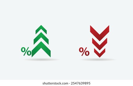 Porcentaje de flechas de aumento y disminución, flechas arriba y flechas abajo