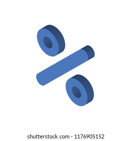 Percent isometric left top view 3D icon