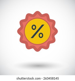 Percent label. Single flat icon on white background. Vector illustration.