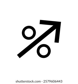 Percent up line icon isolated on white background.