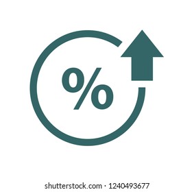 Percent up line icon. Percentage, arrow, reduction. Banking concept .