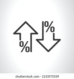 Percent up line icon rate increase or decrease. vector illustration.  svg