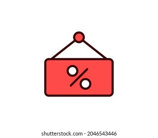Icono de línea porcentual. Símbolo vectorial en estilo plano y a la moda sobre fondo blanco. El comercio canta por el diseño.