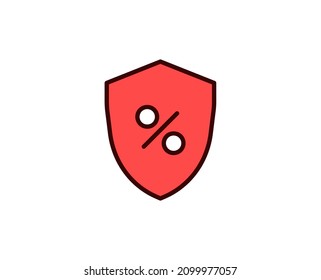 Icono de línea porcentual. Símbolo vectorial en estilo plano y a la moda sobre fondo blanco. El comercio canta por el diseño.
