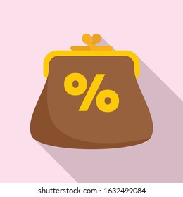Percent loyalty wallet icon. Flat illustration of percent loyalty wallet vector icon for web design