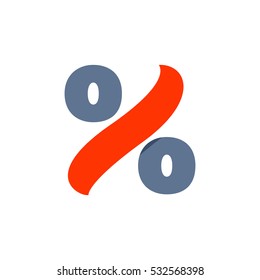 Percent mark logo. Fast speed vector script type with red flag line.
