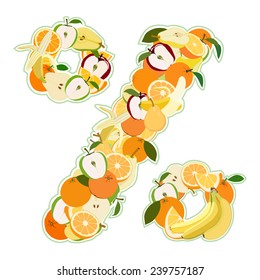 Percent mark made of fruits. Vector illustration