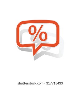 Percent message sticker, orange chat bubble with image inside, on white background