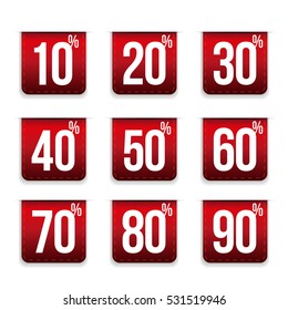 Percent off set ribbon red