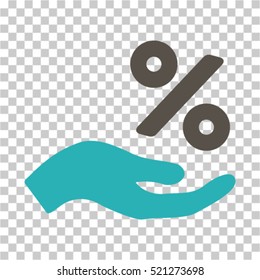 Percent Offer Hand icon. Vector pictogram style is a flat symbol, color, chess transparent background. Designed for software and web interface toolbars and menus.