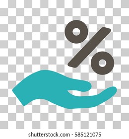 Percent Offer Hand icon. Vector illustration style is flat iconic bicolor symbol, grey and cyan colors, transparent background. Designed for web and software interfaces.