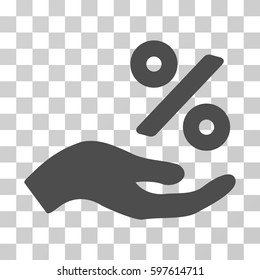Percent Offer Hand icon. Vector illustration style is flat iconic symbol, gray color, transparent background. Designed for web and software interfaces.