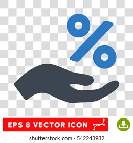 Percent Offer Hand vector icon. Image style is a flat smooth blue icon symbol.