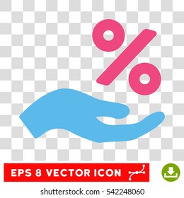 Percent Offer Hand vector icon. Image style is a flat pink and blue pictograph symbol.