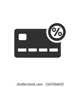 percent on a bank card. monochrome icon