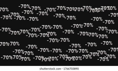 Percent  on Dark Background. Black Poster with Silver Percent Sings and Snowflakes. Vector Discount Sale Background.