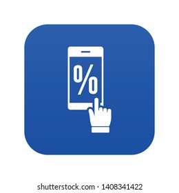 Percent on screen icon blue vector isolated on white background