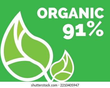 Percent organic labels for various products, with color green