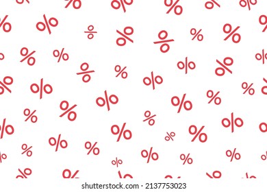 Percent pattern background. Percentage seamless pattern. background for discount, sale and price. Wallpaper for shop, tax and offer. Promotion texture for business, commerce. Vector.