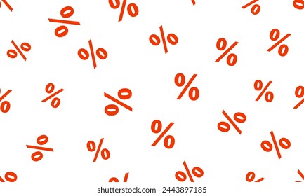 Percent pattern background. Percentage seamless red and white pattern. Background for discount, sale and price. Wallpaper for shop, tax and offer. Promotion texture for business, commerce