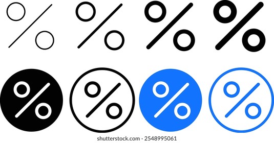 Percent, percentage icon set. Modern and editable percent icon. percentage, discount, divide icon symbols. Discount and sale sign
