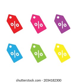 percent price tag set icon vector