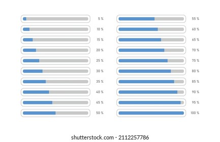 Percent progress bar line interface. Upload Download Loader Web element. Vector illustration