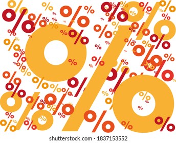 Percent rain background with small number. Autumn yellow and orange color banner with percentage for sales or promotion.