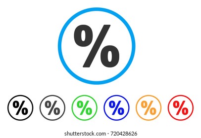 Percent rounded icon. Style is a flat percent gray symbol inside light blue circle with black, gray, green, blue, red, orange versions. Vector designed for web and software interfaces.