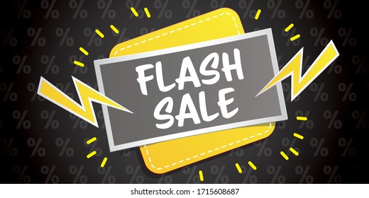 Percent sale banner with color label illustration