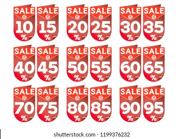 Percent sale signs. Set of multicolored labels, Vector Graphic design