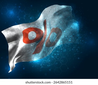 percent, sale, vector 3d flag virtual triangular polygons on a blue background