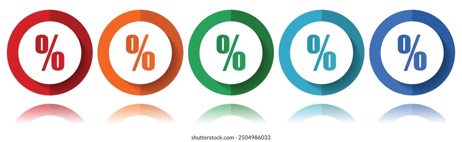 Percent, sale vector icons, flat icon set for logo design, webdesign and mobile applications, colorful web button collection in eps 10