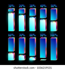 Percent sequence column chart infographic, set of elements. Vector illustration