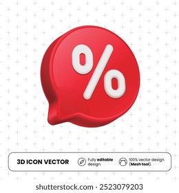 Percent Sign with 3D Speech Bubble