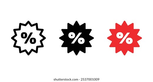 Percent sign in circle, discount icon on light background. Sale symbol. Shopping, label, coupon, special, gift, business. Outline, flat and colored style. Flat design.