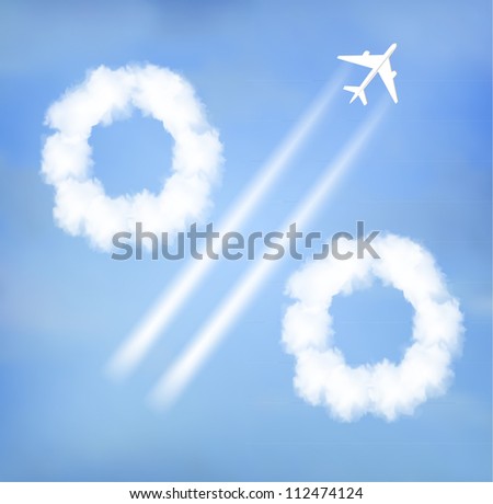 The percent sign of clouds from an airplane trail