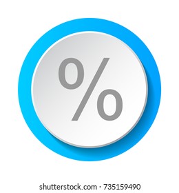 Percent sign - concept of a 3d button. Vector.