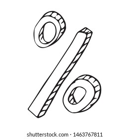 Percent Sign Drawing Vector Sketch