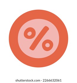 Percent sign in flat vector style. Hand drawn vector illustration online shopping